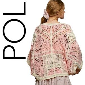 588:  POL NEW CROCHET CARDIGAN PINK MULTI (248)